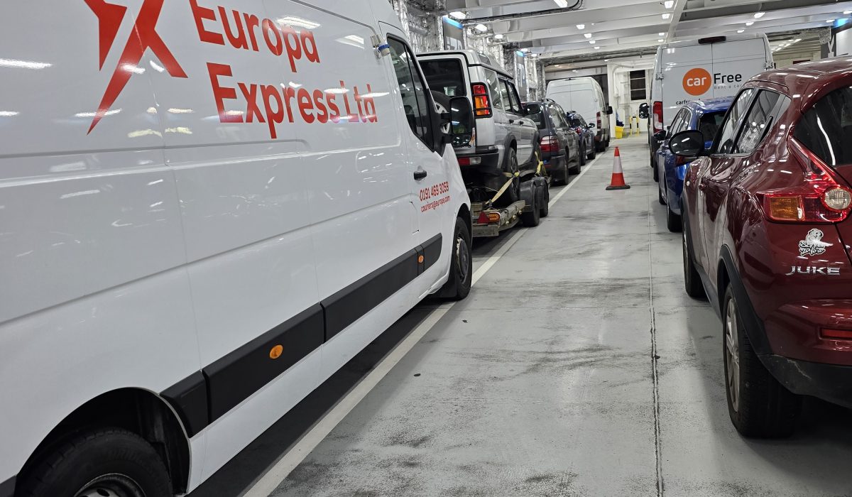 Dover calais ferry with Europa xpress van onboard